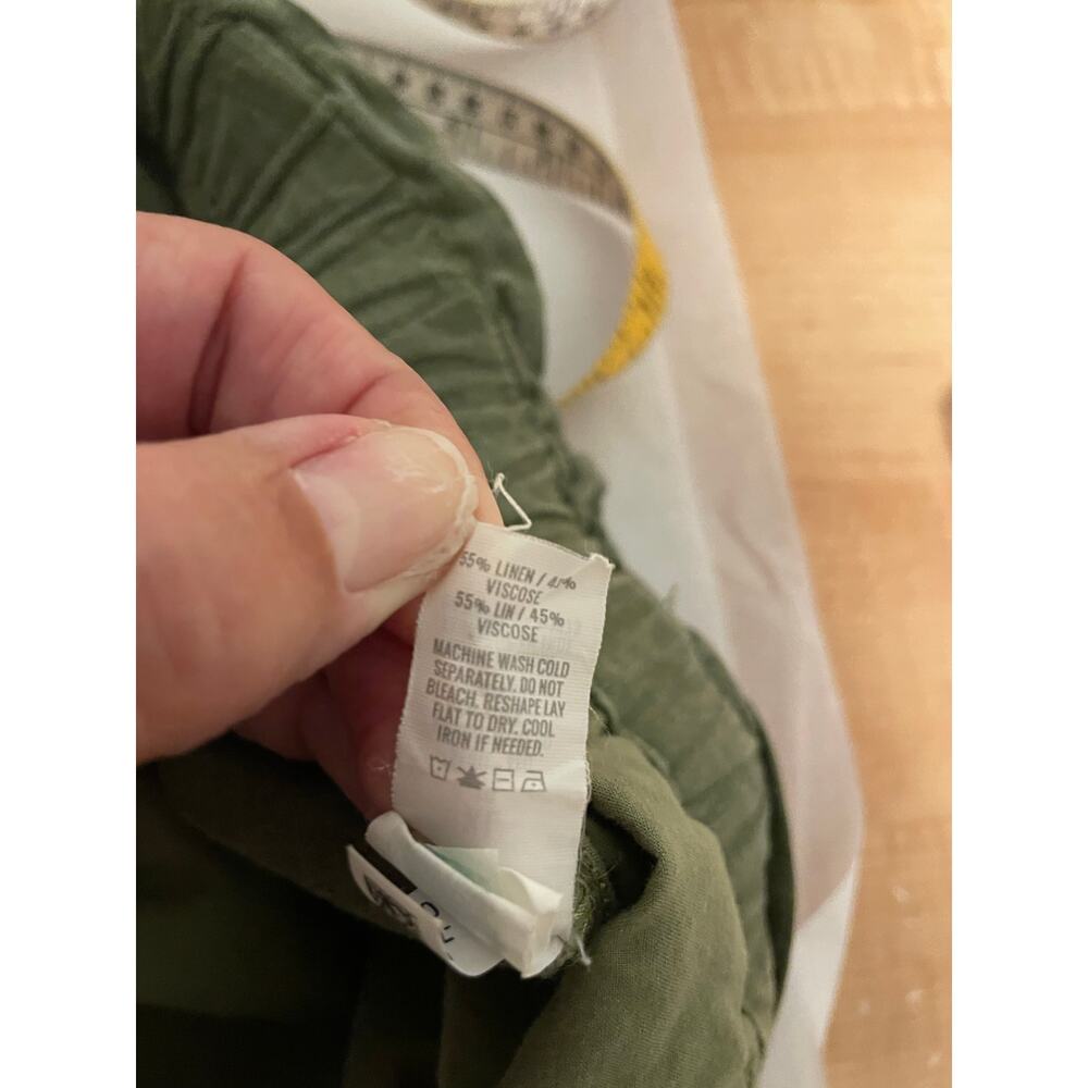 Aerie Lightweight Cargo Linen Joggers Green Elastic Waist Pockets Drawstring XL - Picture 7 of 7